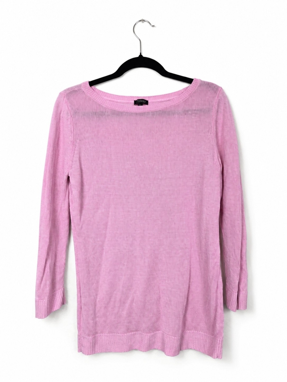 Talbots 100% Linen Pink Boat Neck Sweater Medium Coastal Grandmother Lightweight
